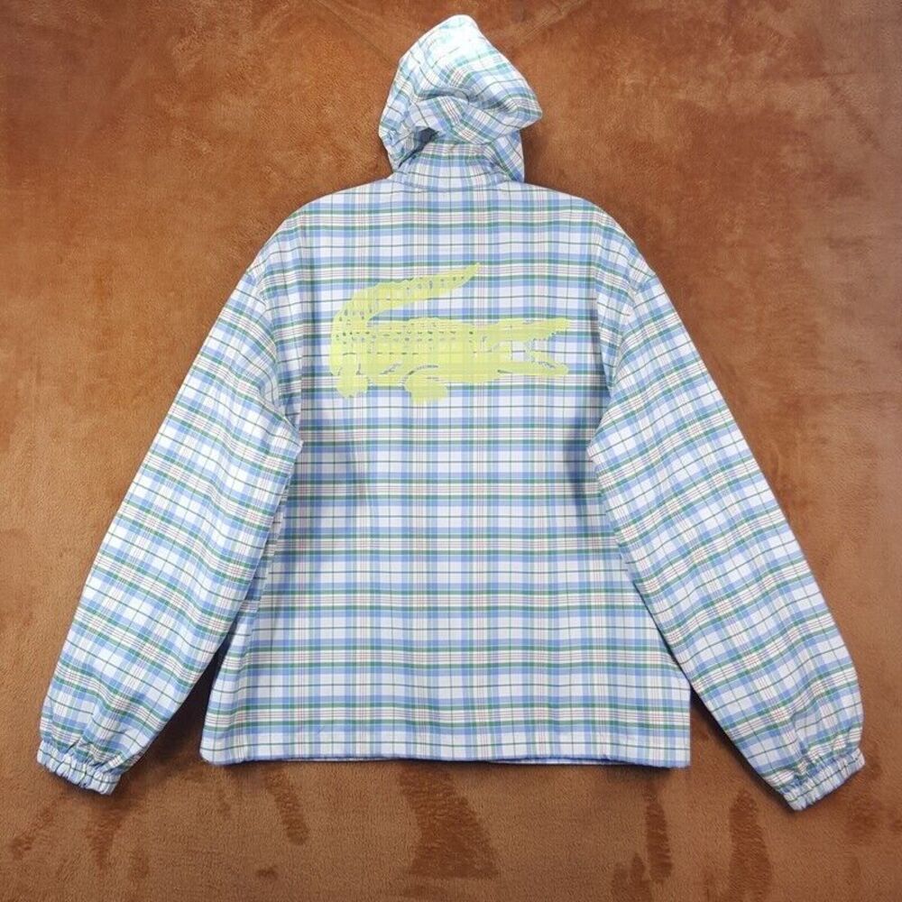 LACOSTE Mens Rain Jacket Small Blue Green Plaid Zip Up Hooded Checkered KARIERTE - Picture 8 of 16